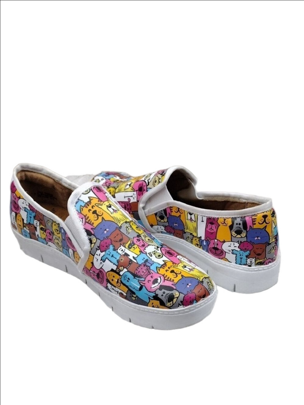 Nurse Mates Pillow Top Adela Multicolor Pet Print Platform Sole Slip On Sneaker